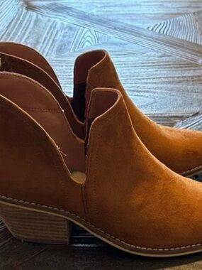 Corkys Chestnut Suede Cutout Ankle Booties